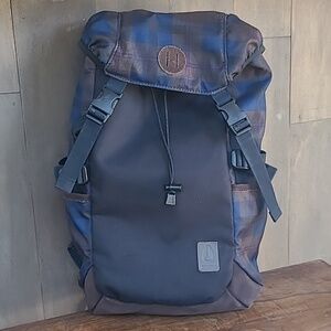 EUC Nixon Trail Backpack II Blue/Grey Plaid Travel/Hiking Bag Men/Women